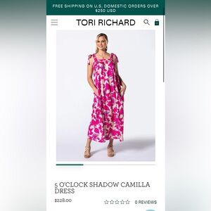 Tori Richard Pink Floral Tie-Strap Maxi Dress